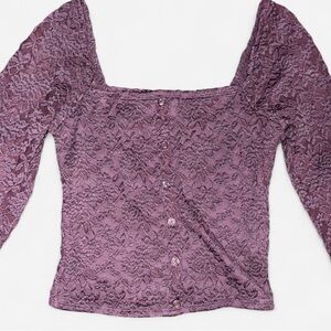 Abercrombie & Fitch Lace Button-Up Top in Purple